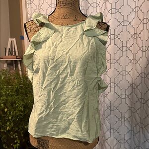 Green Ruffle Sleeveless Top